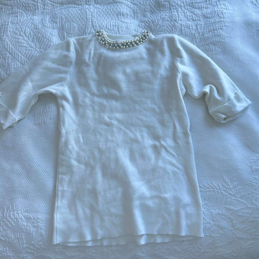 Pearl detail sweater t-shirt